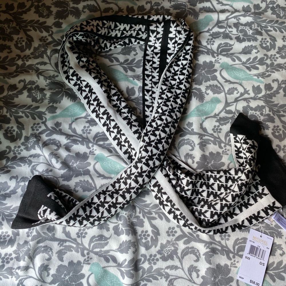 Black and White MK Logo Michael Kors Scarf
